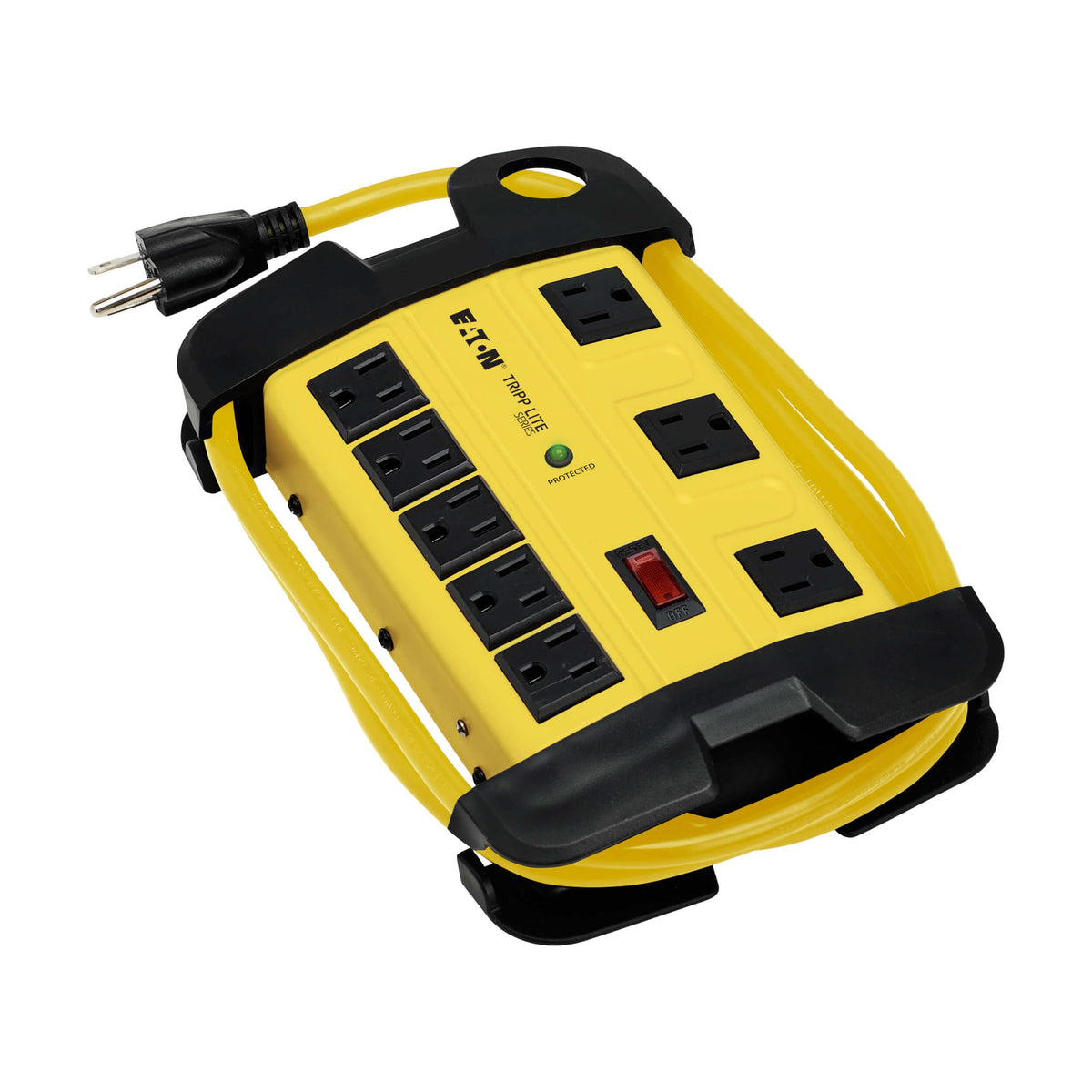 TRIPP LITE on a workbench next to tools showing industrial use and high visibility