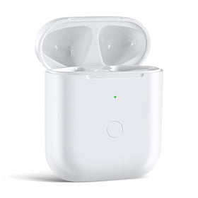 TRLYKD AirPod case with Bluetooth sync button for quick pairing and auto reconnect.