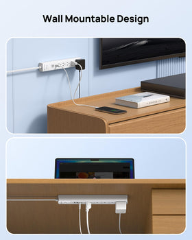 TROND 10ft flat cord beside ruler showing extended reach convenience