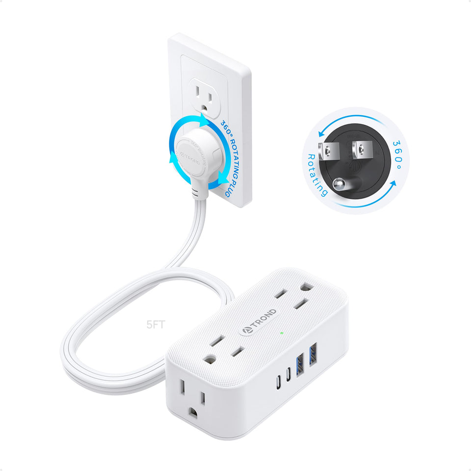 TROND 360° rotating flat plug front view for tight spaces