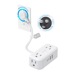 TROND 360° rotating flat plug power strip, compact and space-saving behind furniture