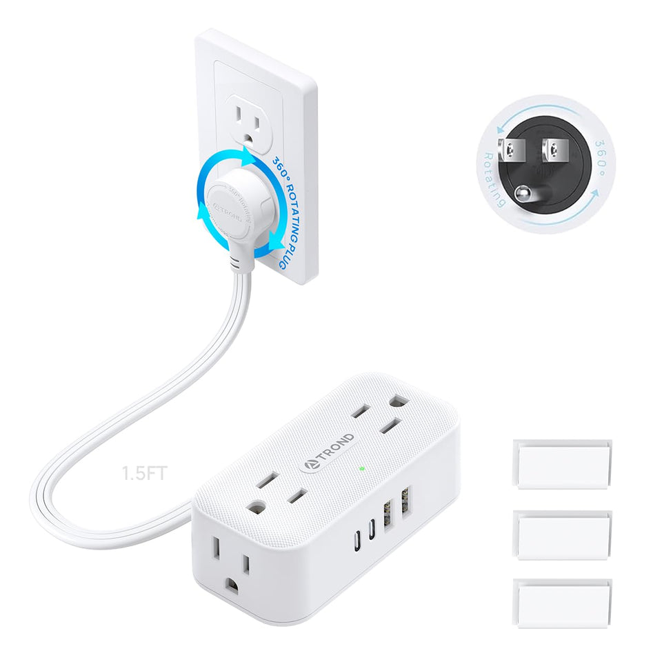 TROND 360° rotating flat plug enables accessible outlets from any direction