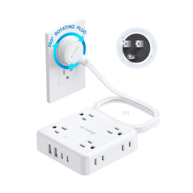 TROND 360° rotating flat plug powers tight spaces while saving wall space.
