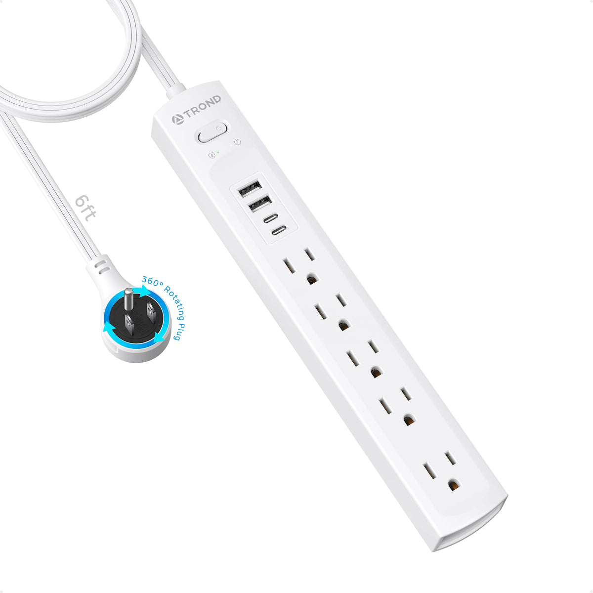 TROND 360° rotating flat plug suits tight spaces behind furniture.