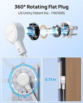TROND 3ft extension cord reaches outlets behind furniture.