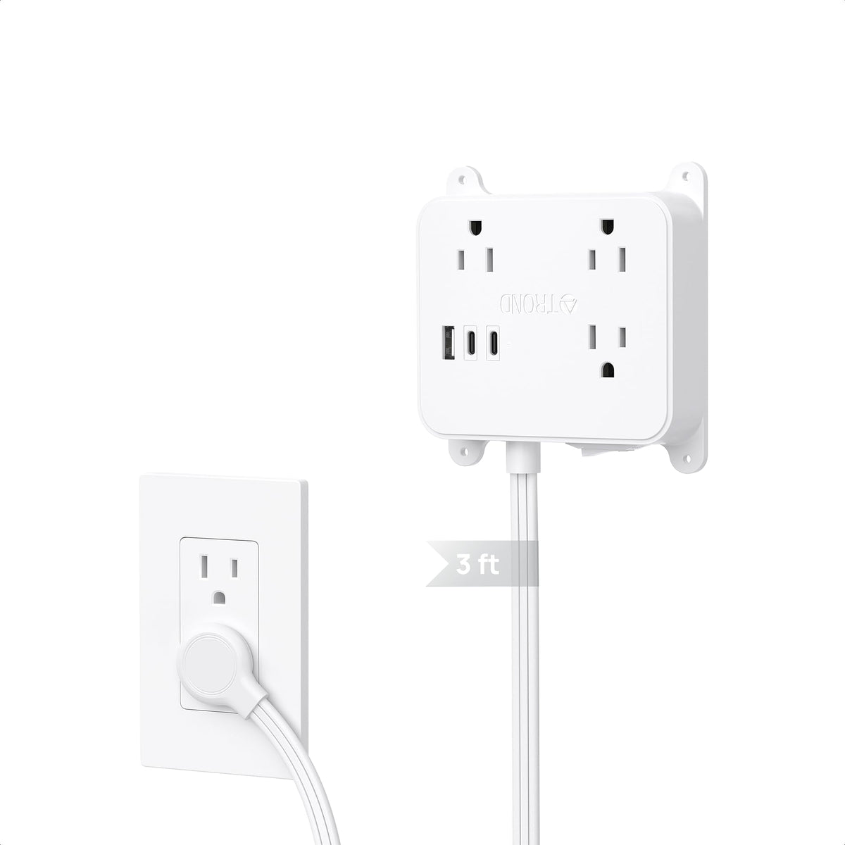 TROND 3FT extension behind TV with ultra-thin plug saves space
