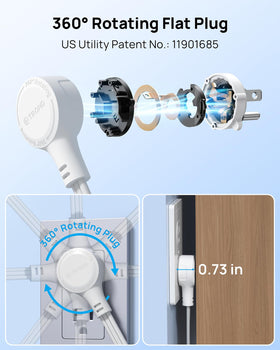 TROND power strip with four wide-spaced outlets for clutter-free desks