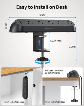 TROND 6-foot extension cord provides flexible reach across a workspace.