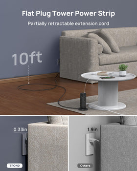 TROND black power strip in a dorm room setup for multi-device charging