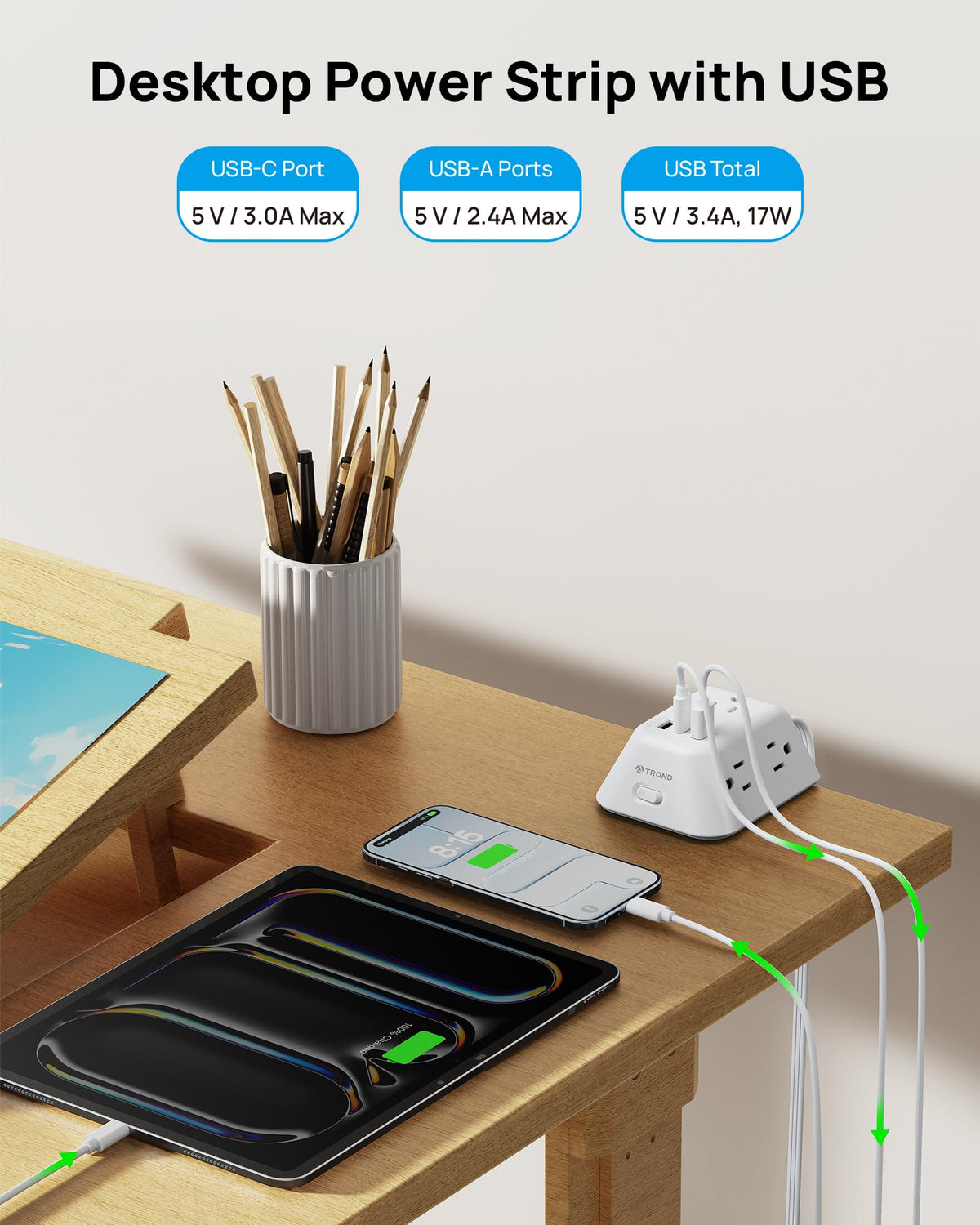 TROND clamp mount side profile securing strip to thick tabletop edge