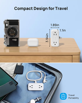 TROND compact extension cord ideal for dorm rooms and travel