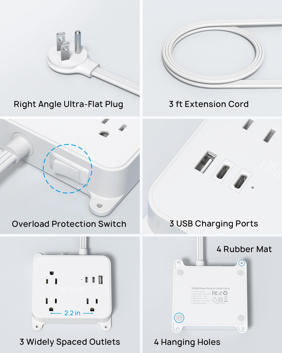 TROND compact power strip ideal for travel