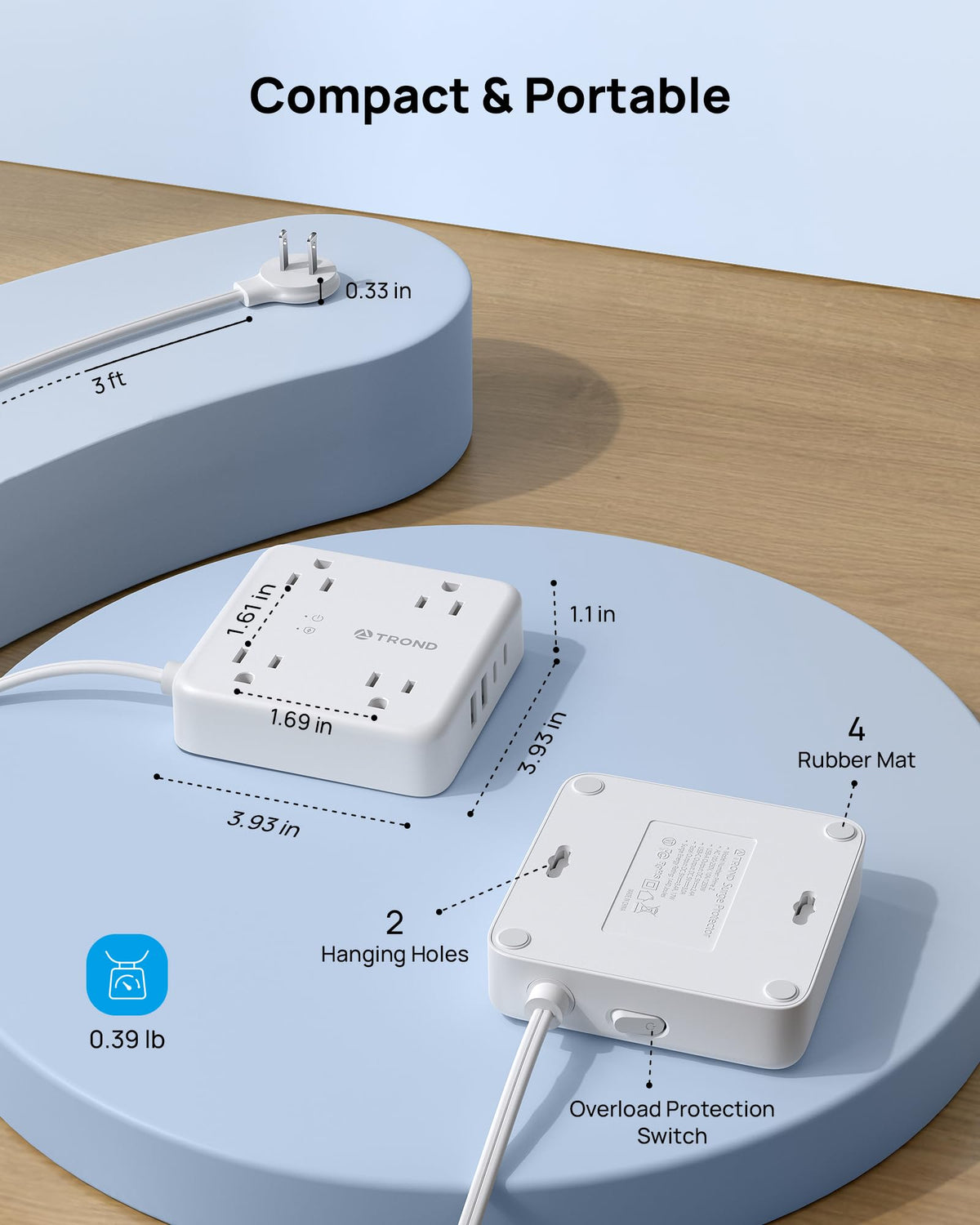 TROND compact design fits neatly behind furniture for a tidy setup