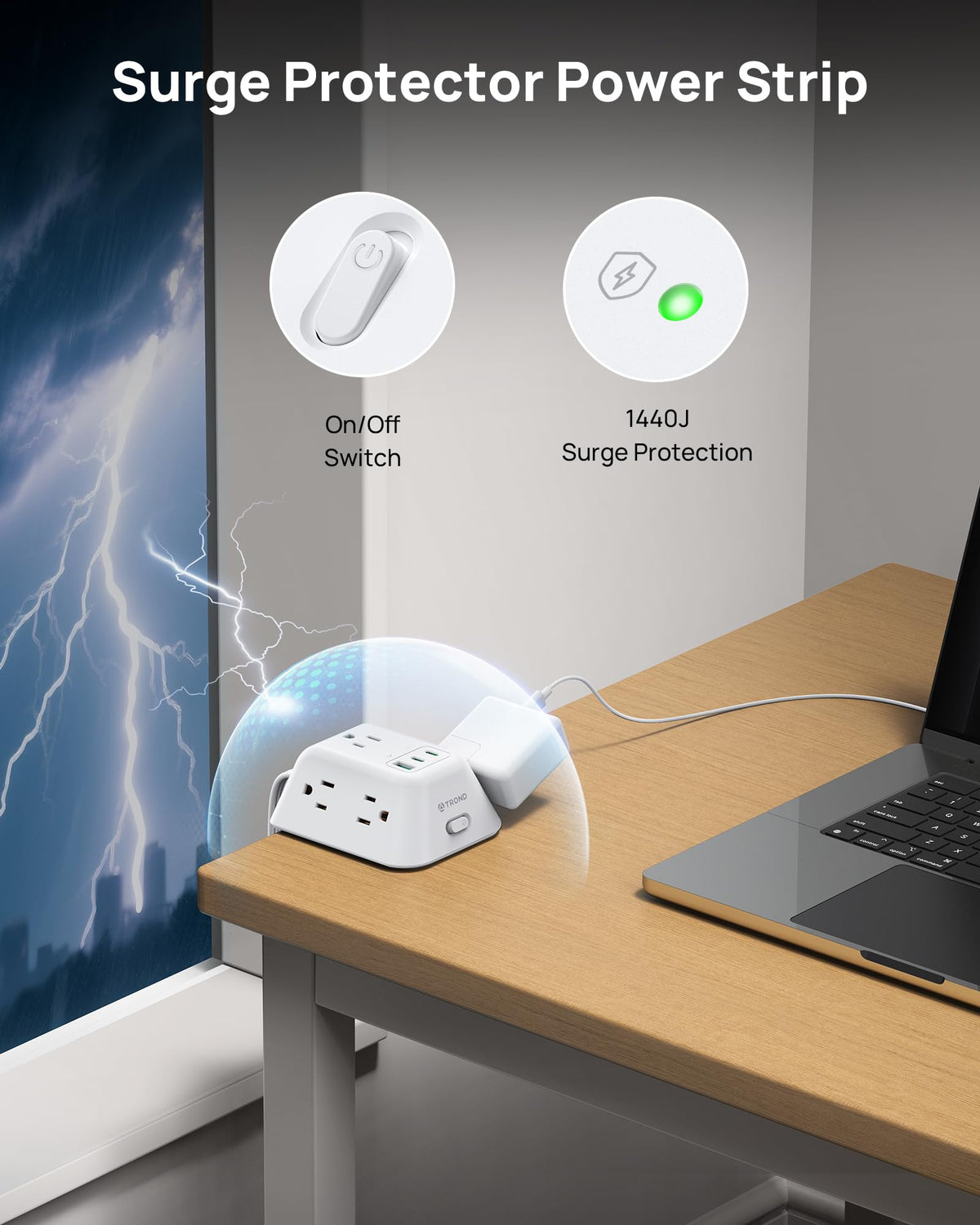 TROND extension cord and size comparison for flexible placement advantage