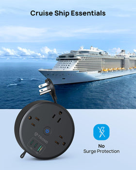TROND cruise ship compliant power strip safely energizes essentials.