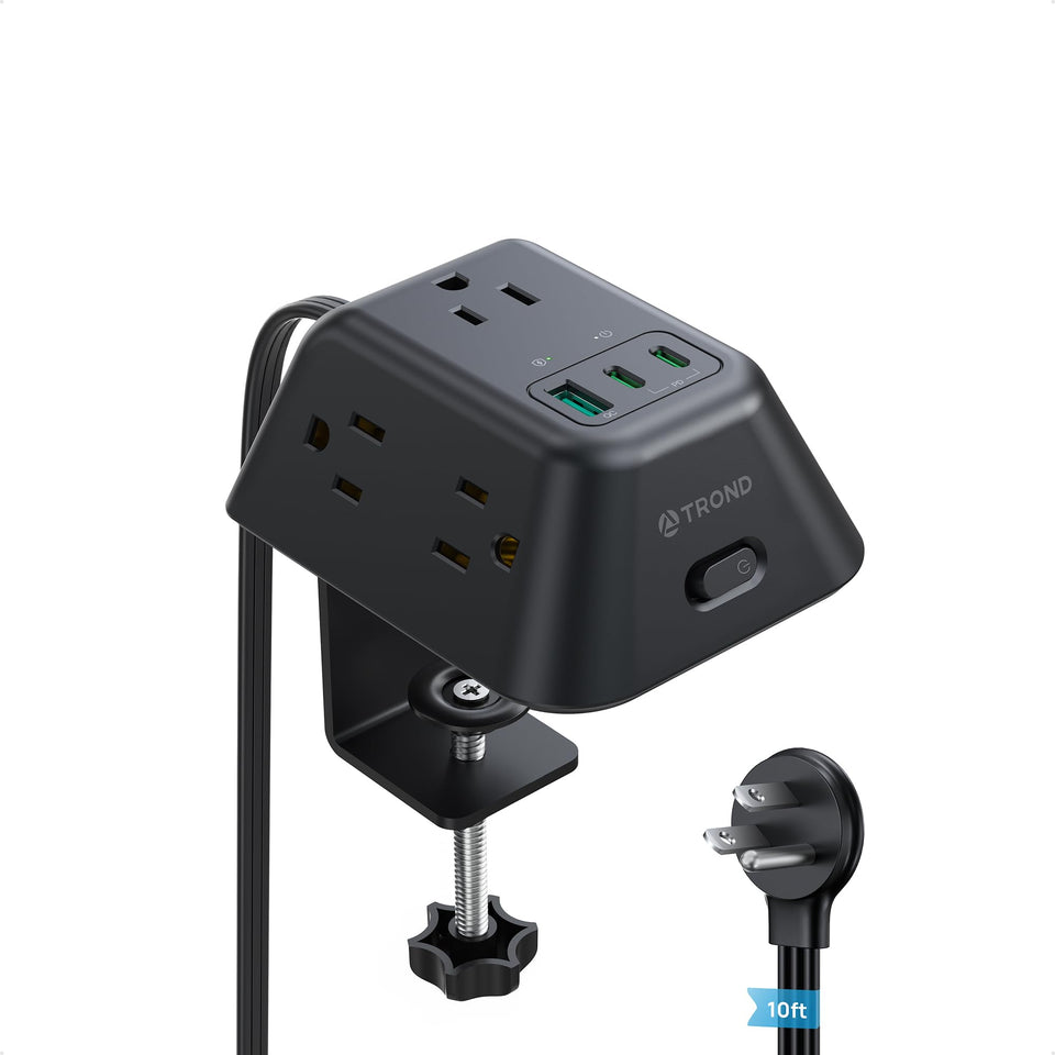 TROND front view showing five AC outlets and neat layout for easy access
