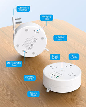 TROND desktop charging station ready with USB and AC ports