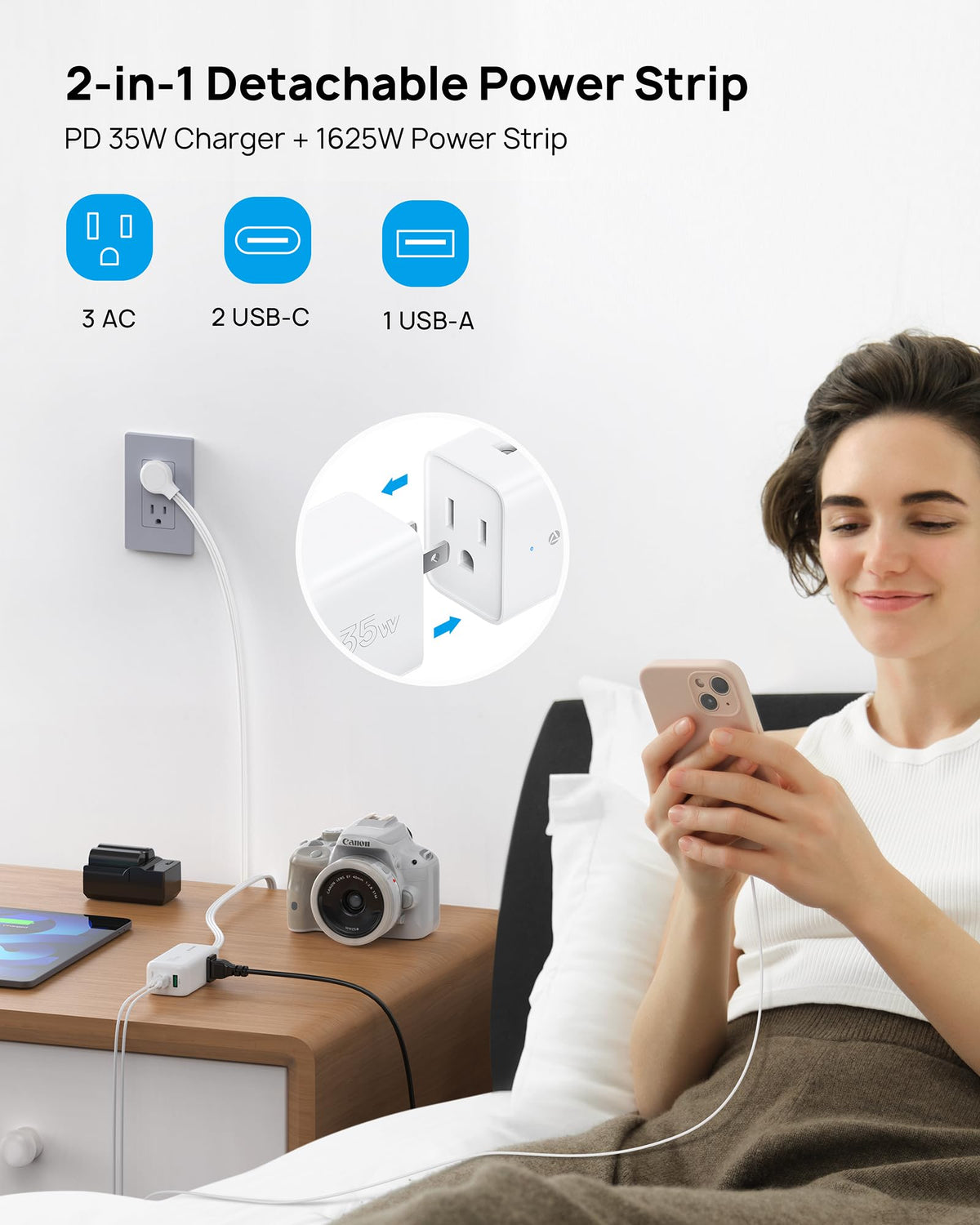 TROND detached USB‑C PD35W charger head highlighting fast charging portability