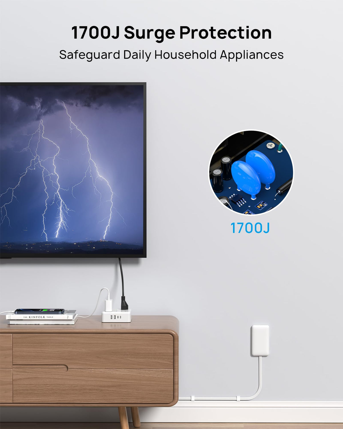 TROND discreet wall outlet hide keeps cords away from kids and pets