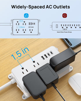 TROND five-foot cord with flat plug for neat cable routing and space saving