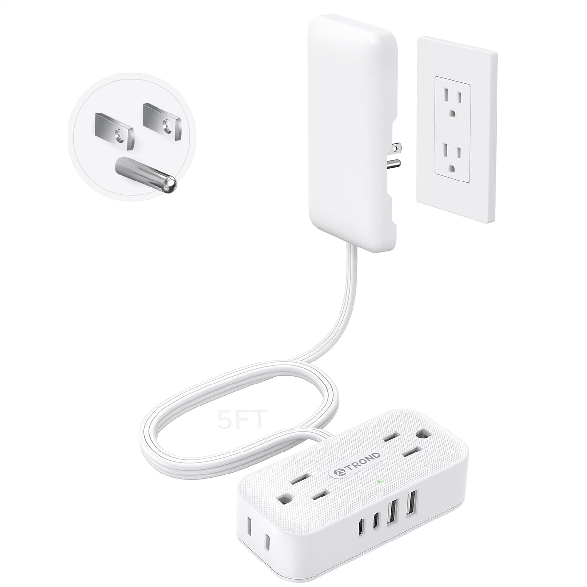 TROND 8-in-1 flat extension with compact design keeps desks tidy and cables hidden