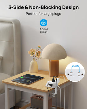 TROND flat right-angle plug hidden behind sofa for furniture-flush look
