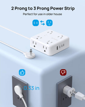 TROND slim polarized flat plug close-up, keeps furniture flush to wall