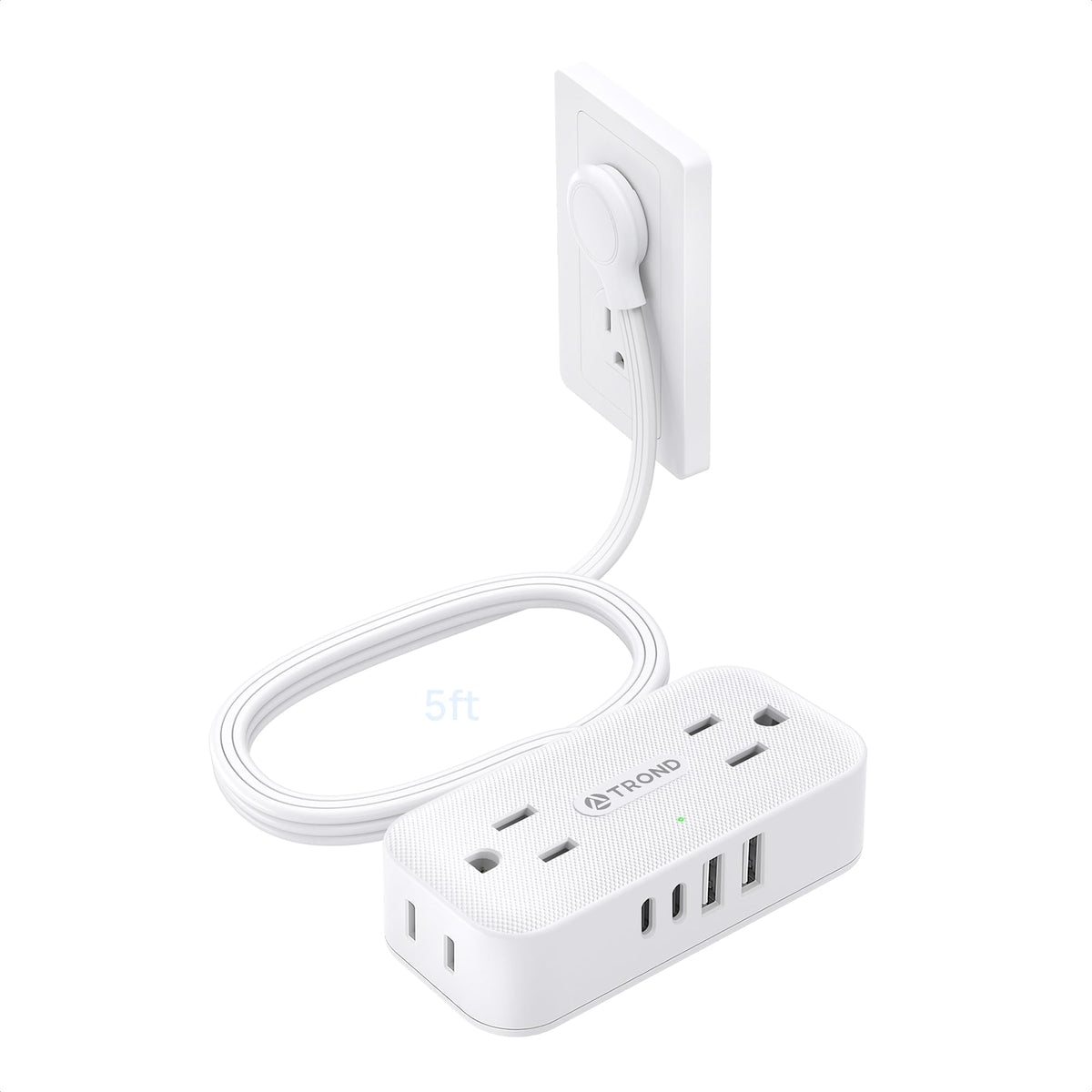 TROND 8-in-1 flat plug power strip keeps multiple devices organized for home and travel.