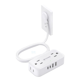 TROND 8-in-1 flat plug power strip keeps multiple devices organized for home and travel.