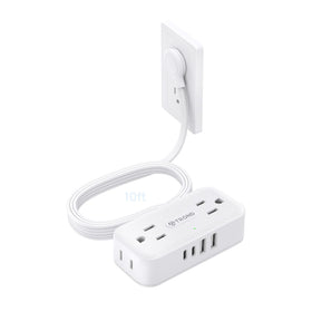 TROND flat-plug power strip with eight outlets for clutter-free power