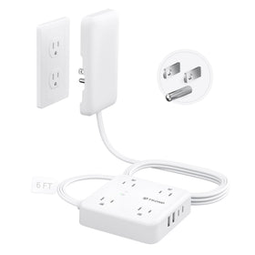 TROND flat plug power strip with outlet cover hides cords for a tidier wall
