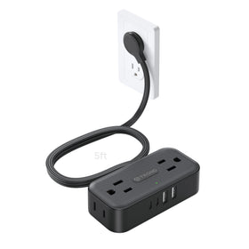 TROND flat plug power strip with widely spaced outlets for bulky adapters