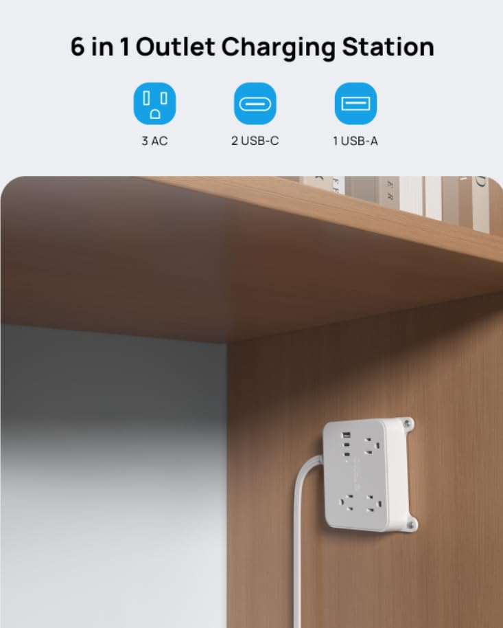 TROND power strip under desk keeps cords organized and accessible