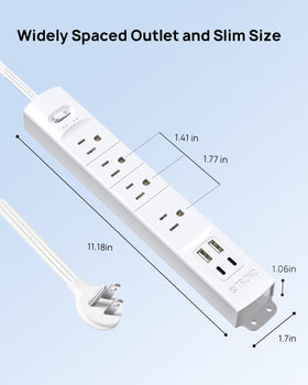 TROND ultra-flat 10 ft cord fits neatly along walls and under furniture