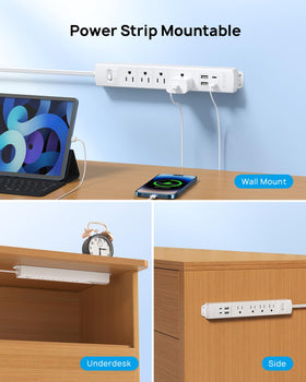 TROND USB-C and USB-A ports on power strip enabling fast charging