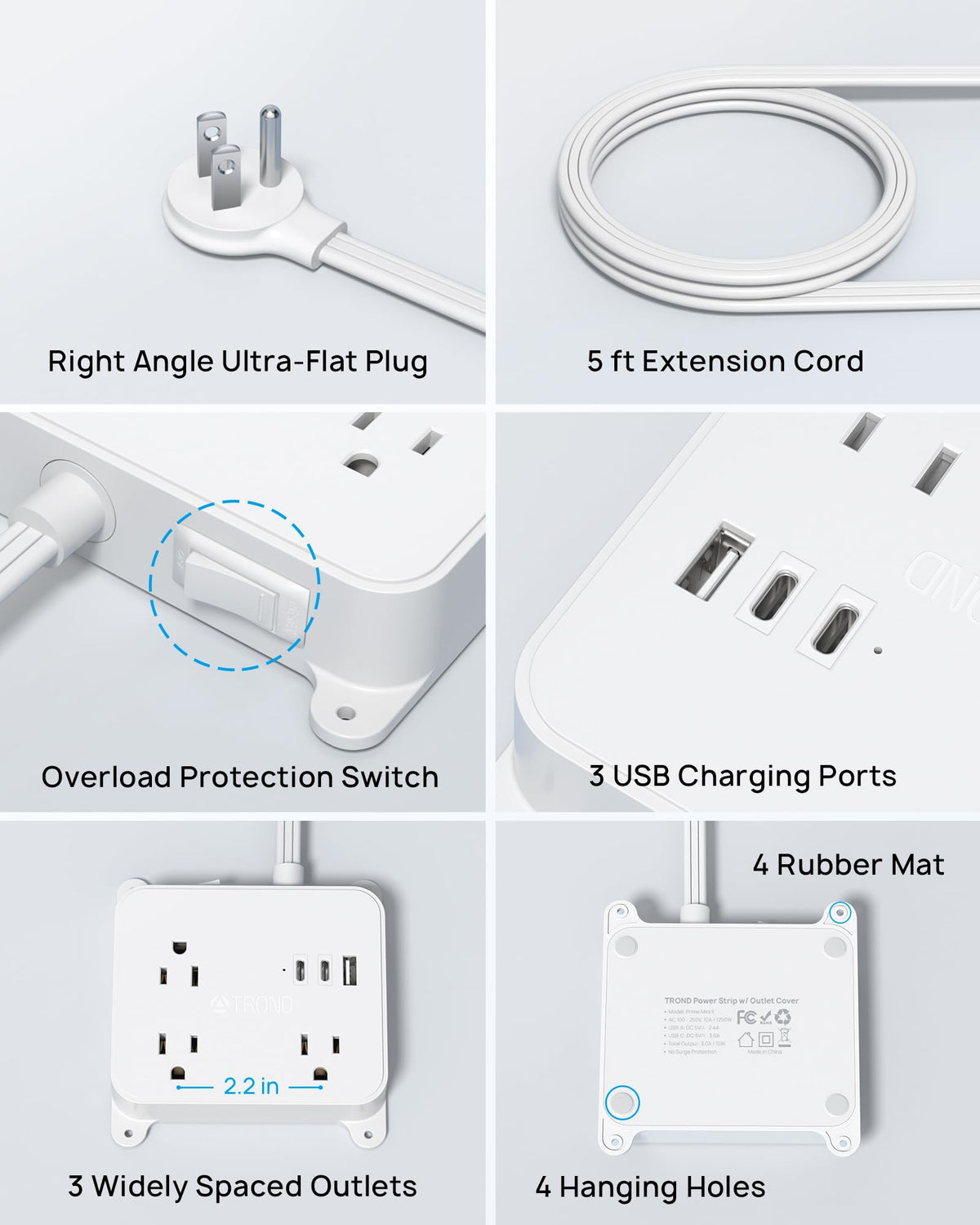 TROND USB charging ports power multiple devices from a single outlet