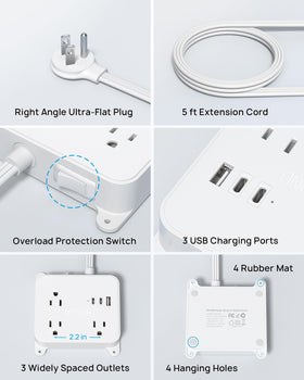 TROND USB charging ports power multiple devices from a single outlet