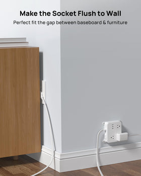TROND wall-mounted power strip installed for easy access and tidy walls