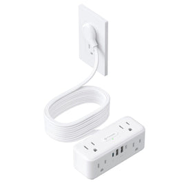 TROND flat-plug power strip showing slim profile for tight spaces at the wall