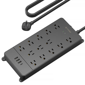 TROND front view showing 13 outlets and USB ports for organized charging