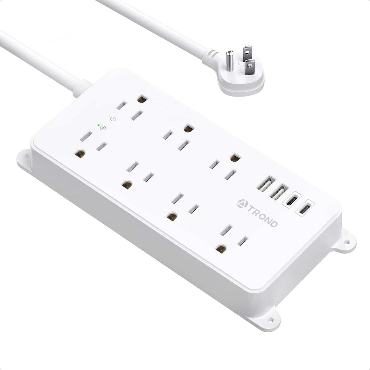 TROND front view showing seven outlets and four USB ports, neat charging solution