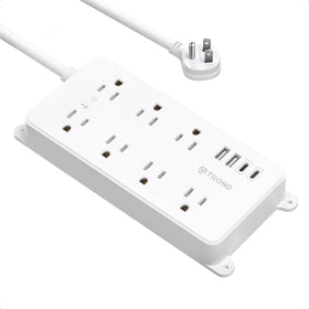 TROND front view showing seven outlets and four USB ports, neat charging solution