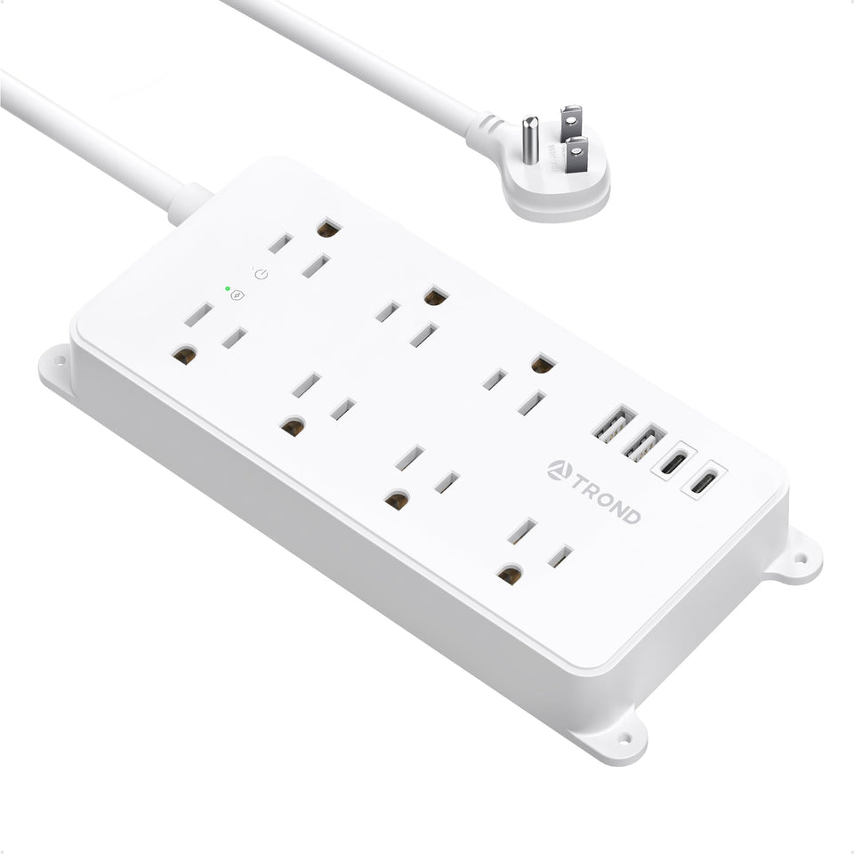 TROND front view showing seven outlets and four USB ports, neat charging solution