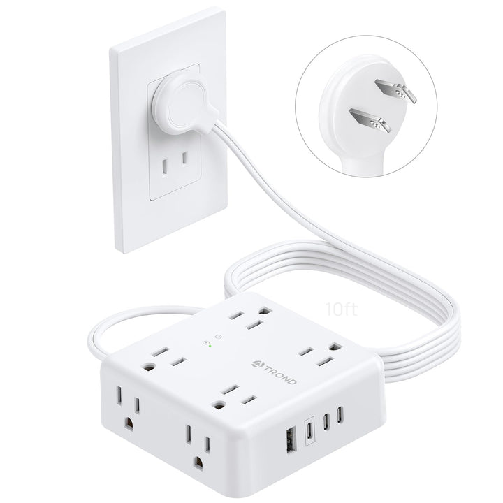TROND front panel showing outlets and USB ports, organized charging benefit
