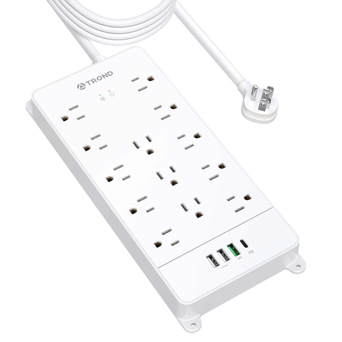 TROND front view showing 13 widely spaced outlets for clutter-free connections