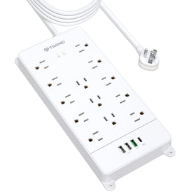 TROND front view showing 13 widely spaced outlets for clutter-free connections