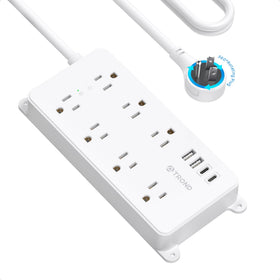TROND front view of power strip showing outlets and USB ports for organized charging