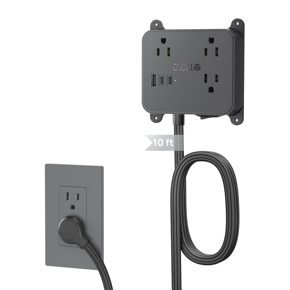 TROND front view showing outlets and USB ports for organized charging