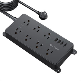 TROND front view showing seven outlets and four USB ports for convenient charging