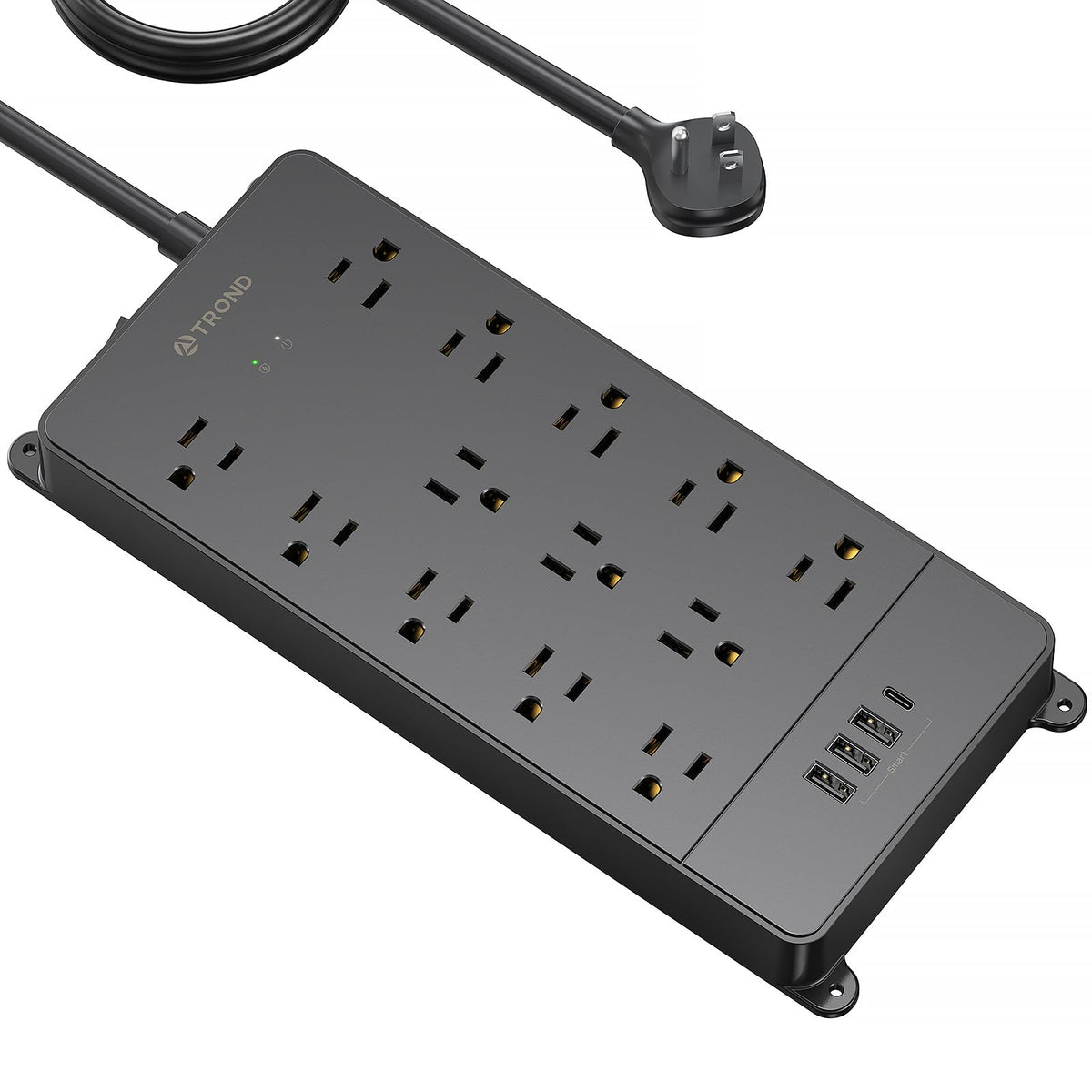 TROND front view of 13-outlet power strip showing layout and build quality for organized charging